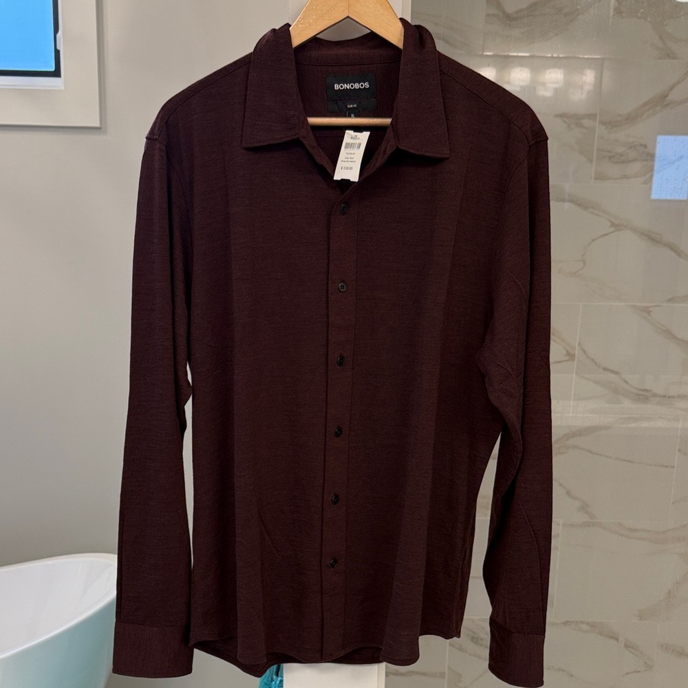 Bonobos Men's Casual Button-Down Shirt — Deep Burgundy